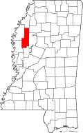Map of Mississippi highlighting Sunflower County