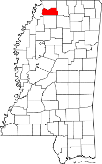 Map of Mississippi highlighting Tate County