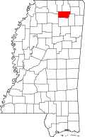 Map of Mississippi highlighting Union County