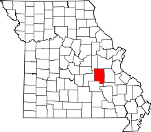 Map of Missouri highlighting Crawford County