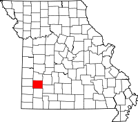 Map of Missouri highlighting Dade County