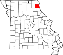 Map of Missouri highlighting Lewis County