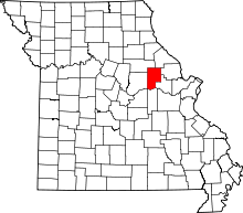 Map of Missouri highlighting Montgomery County