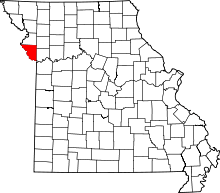 Map of Missouri highlighting Platte County