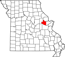 Map of Missouri highlighting Warren County