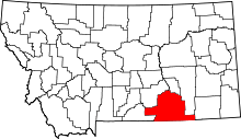 Map of Montana highlighting Big Horn County