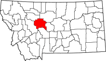 Map of Montana highlighting Cascade County