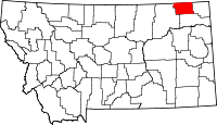 State map highlighting Daniels&#32;County