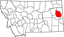 State map highlighting Dawson&#32;County