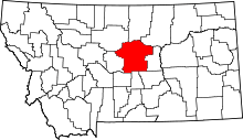 Map of Montana highlighting Fergus County