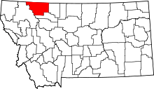 State map highlighting Glacier&#32;County