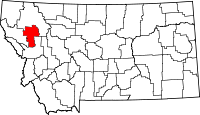 Map of Montana highlighting Lake County