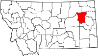 Map of Montana highlighting McCone County
