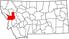Map of Montana highlighting Missoula County