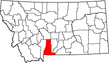 Map of Montana highlighting Park County