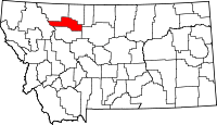 Map of Montana highlighting Pondera County