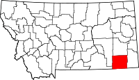 State map highlighting Powder River&#32;County