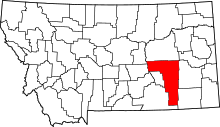 Map of Montana highlighting Rosebud County