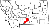 Map of Montana highlighting Stillwater County