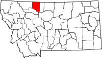 Map of Montana highlighting Toole County