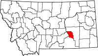 Map of Montana highlighting Treasure County