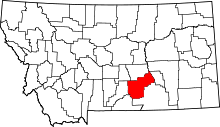 State map highlighting Yellowstone&#32;County