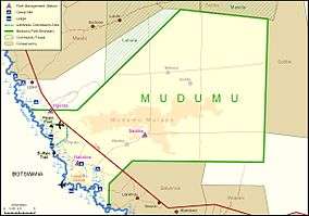 Official map of Mudumu National Park, Namibia, from the Ministry of Environment and Tourism and NamParks Project