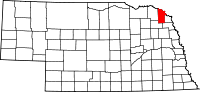 Map of Nebraska highlighting Dixon County