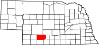 Map of Nebraska highlighting Frontier County