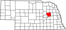 Map of Nebraska highlighting Platte County