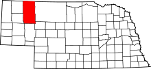 Map of Nebraska highlighting Sheridan County