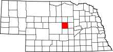 Map of Nebraska highlighting Valley County