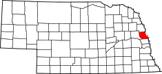 Map of Nebraska highlighting Washington County