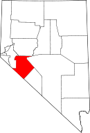 Map of Nevada highlighting Mineral County