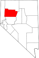 Map of Nevada highlighting Pershing County