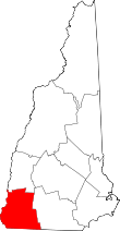 State map highlighting Cheshire&#32;County