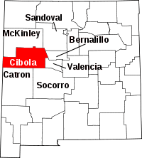 State map highlighting Cibola&#32;County