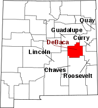 State map highlighting De Baca&#32;County