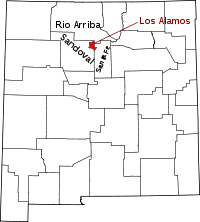 State map highlighting Los Alamos&#32;County