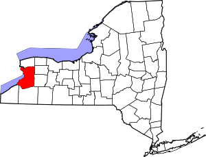 Map of New York highlighting Erie County