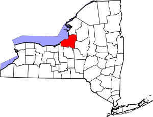 Map of New York highlighting Oswego County