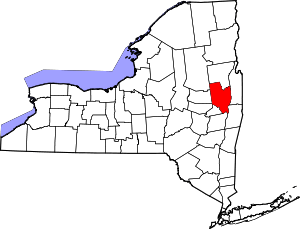 Map of New York highlighting Saratoga County