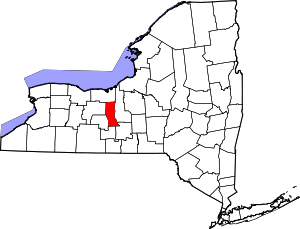 Map of New York highlighting Seneca County