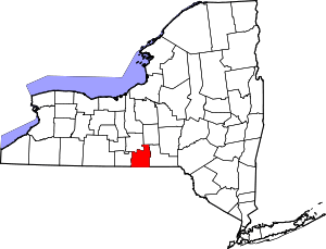 Map of New York highlighting Tioga County