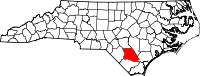 Map of North Carolina highlighting Bladen County