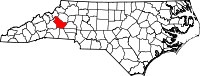 Map of North Carolina highlighting Burke County
