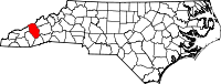Map of North Carolina highlighting Haywood County