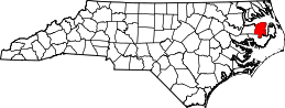 State map highlighting Tyrrell&#32;County