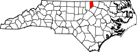 Map of North Carolina highlighting Vance County