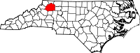 Map of North Carolina highlighting Wilkes County